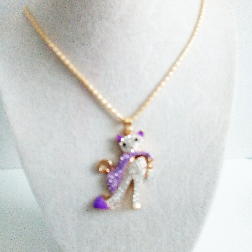 Kitty in a Purple Shoe Necklace - Picture 2 of 5